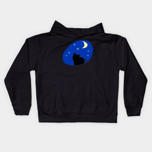 The kitten Staring at Sky Stars Moon Kids Hoodie